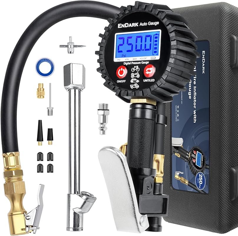 Digital Tire Pressure Gauge with Inflator, Heavy Duty with Extended Ho