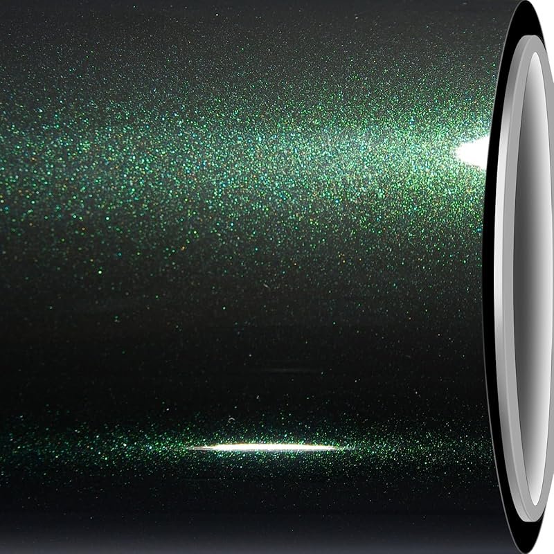 Gloss Emerald Green Vinyl Wrap, 1ft X 5ft Black Green Automotive Vinyl