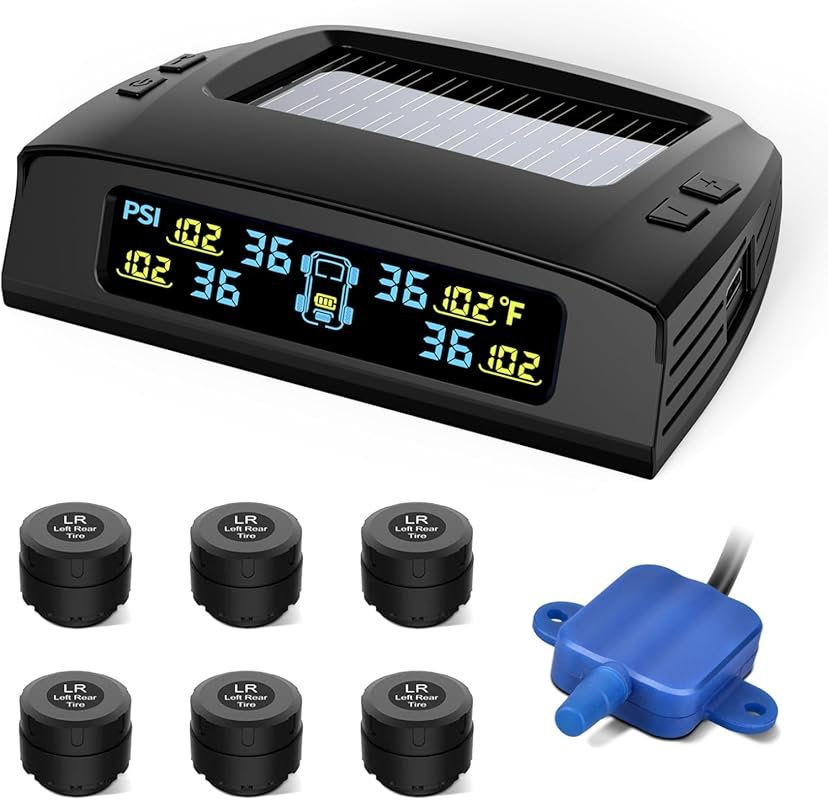 Tymate RV Tire Pressure Monitoring System with Solar Charging, Six Sen