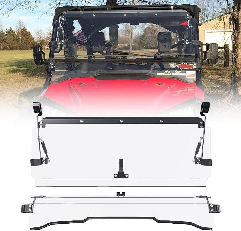 HECASA 2-in-1 Folding Windshield for Honda Pioneer 1000 Series, Scratc