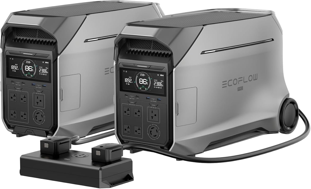 EF ECOFLOW Two DELTA Pro 3 with Hub for a Quiet 8000W Home and RV Powe