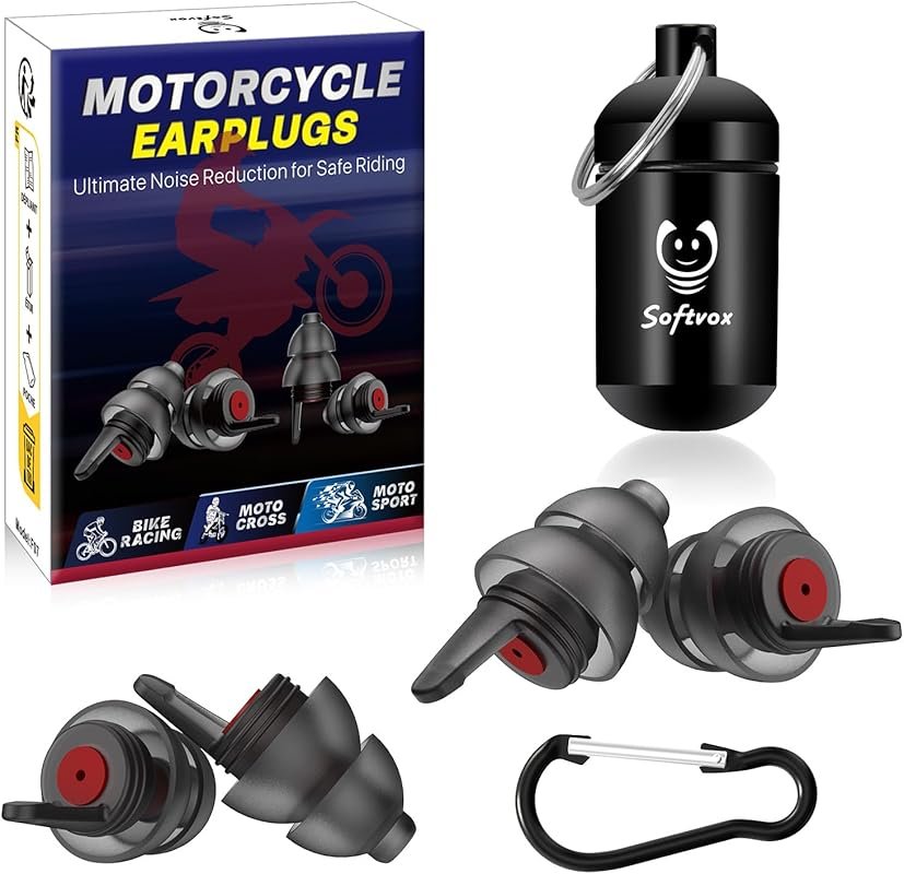 Two-Pair Motorcycle Ear Plugs with 25dB Noise Reduction and Multiple S