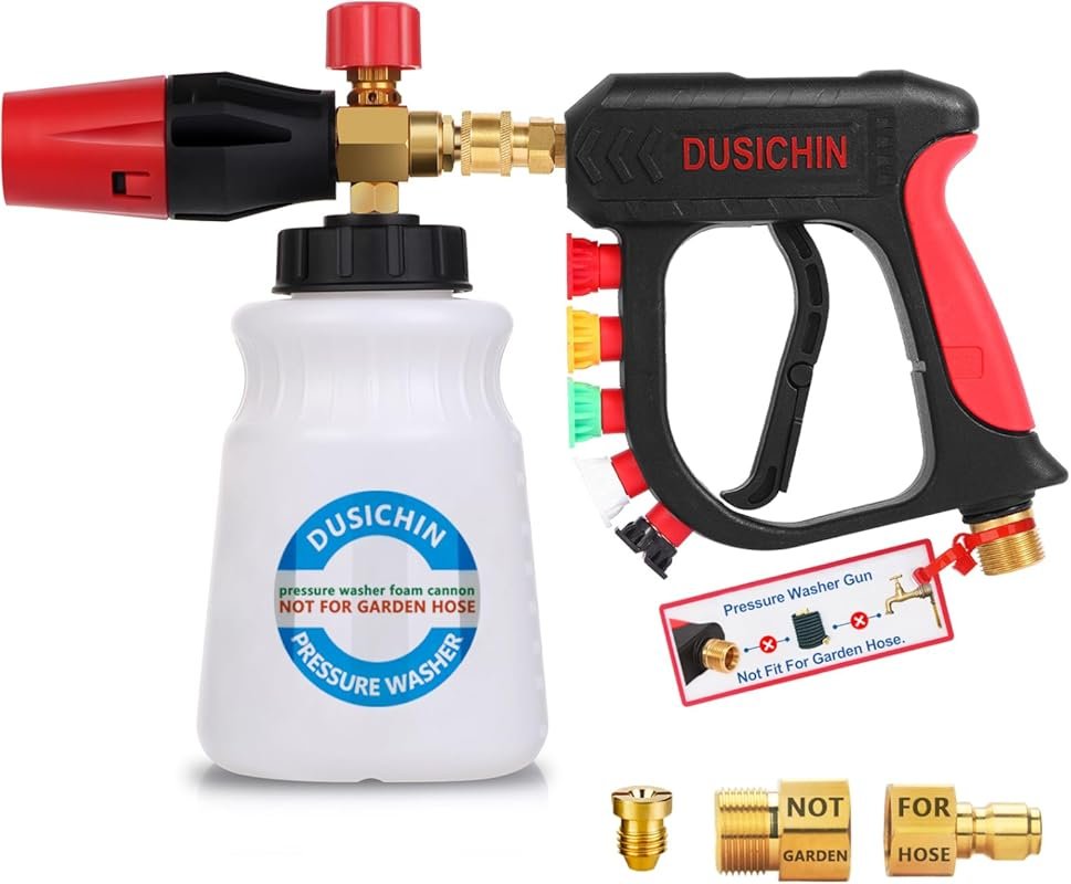 Foam Cannon Pressure Washer Gun Kit with 5 Nozzle Tips for Car Washing