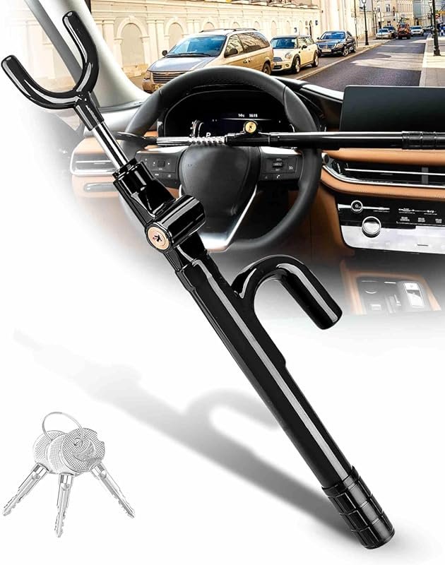 Tevlaphee Adjustable Steering Wheel Lock with Anti-Theft Security for