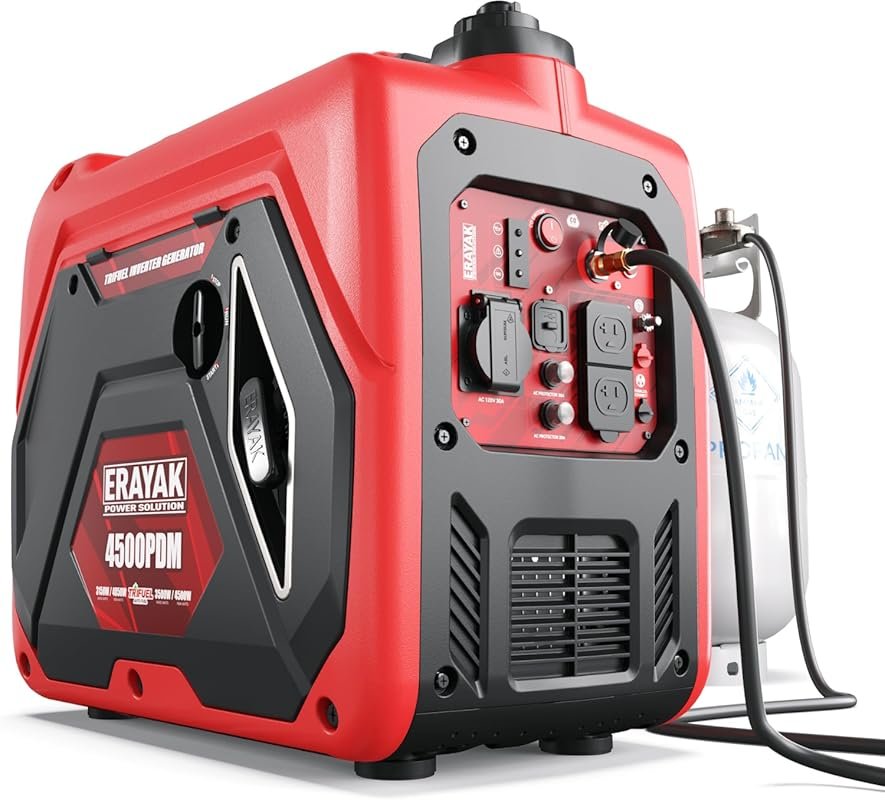 ERAYAK 4500W Dual-Fuel Portable Inverter Generator for RV Use with Aut