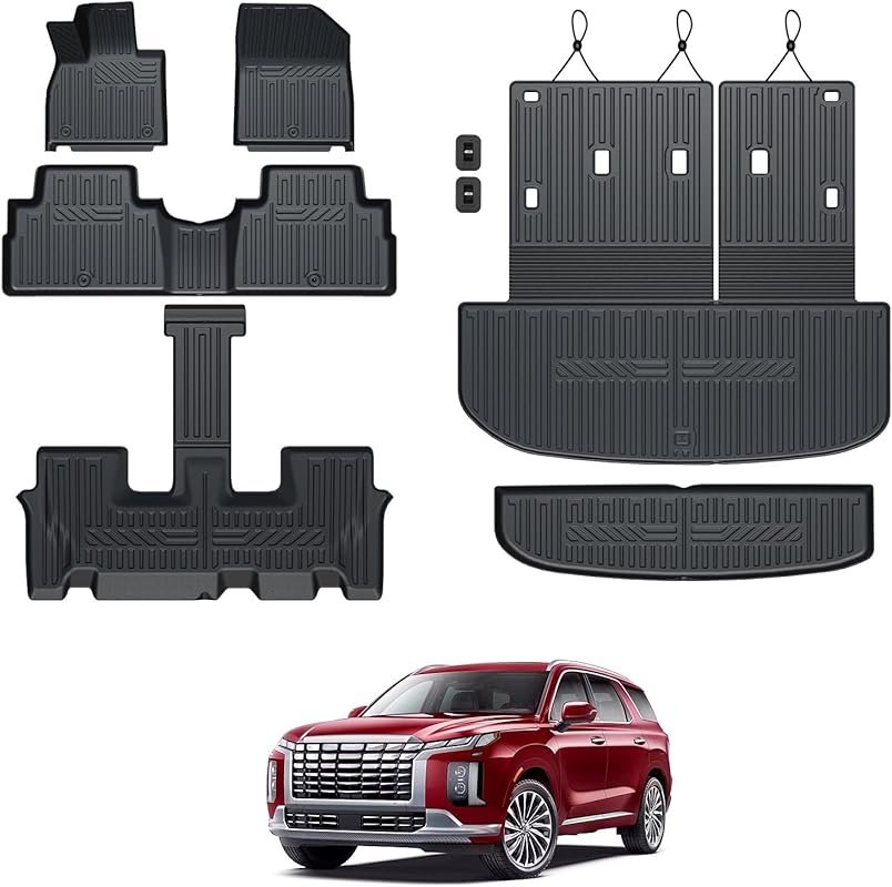 All Weather TPE Floor Mats for 2020-2025 Hyundai Palisade with Trunk M