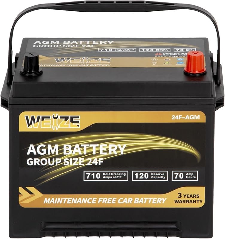 Weize AGM battery in Group 24F size offers 120 RC and 710 CCA with a 3