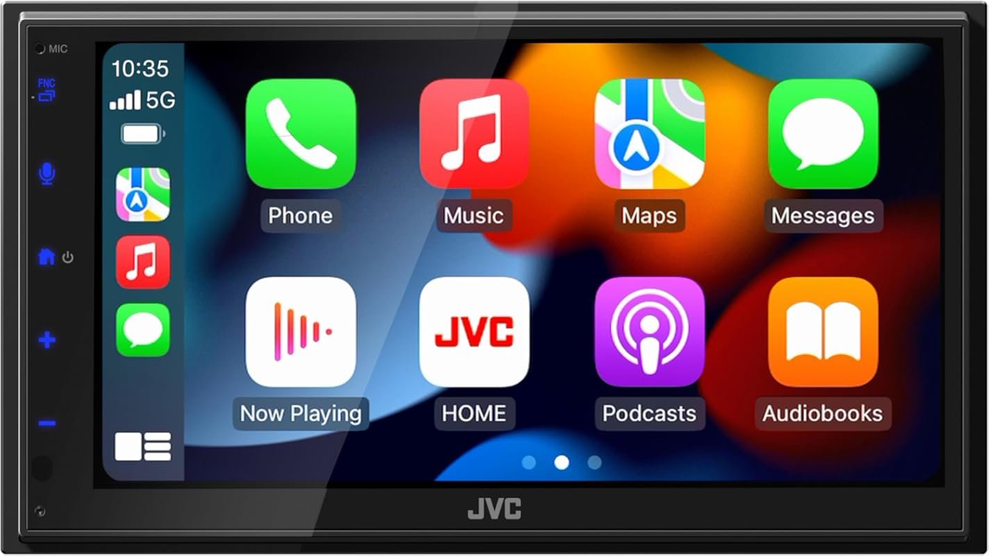 JVC KW-M590BT Double DIN Car Stereo with 6.8-Inch Touchscreen, Apple C