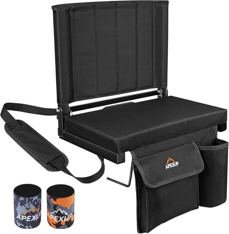 APEXUP Stadium Seat with Back Support, Large Storage Pocket, and a Bui