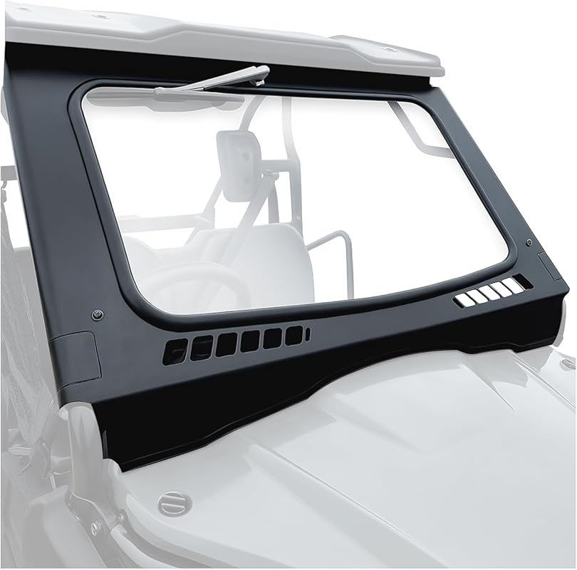 KUAFU Vented Front Glass Windshield for Honda Pioneer 500 and 520, Ste