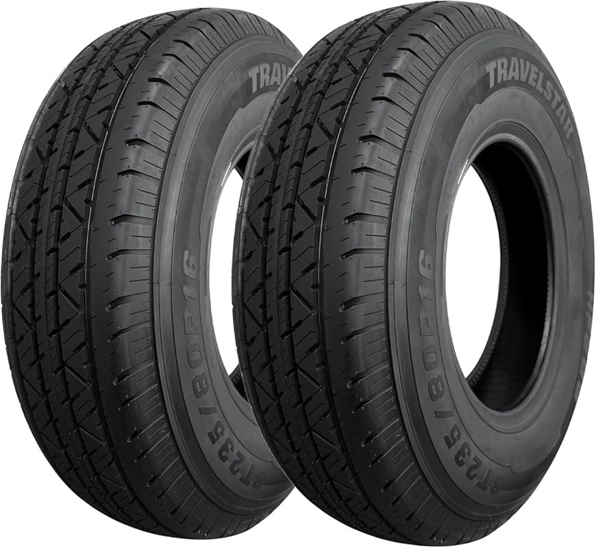 Travelstar HF288 ST Trailer Tires, D Rated 8 Ply Deep Tread for Towing