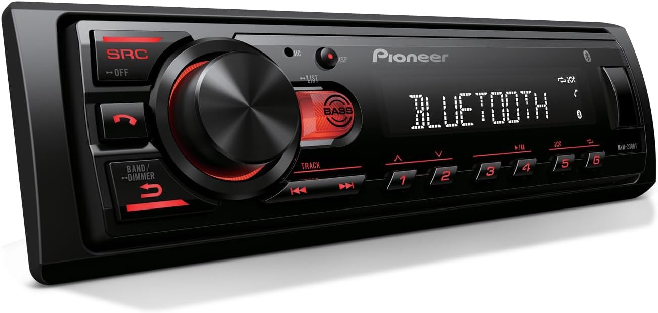 Pioneer MVH-S230BT 1-Din Digital Media Receiver with Bluetooth, USB, 5