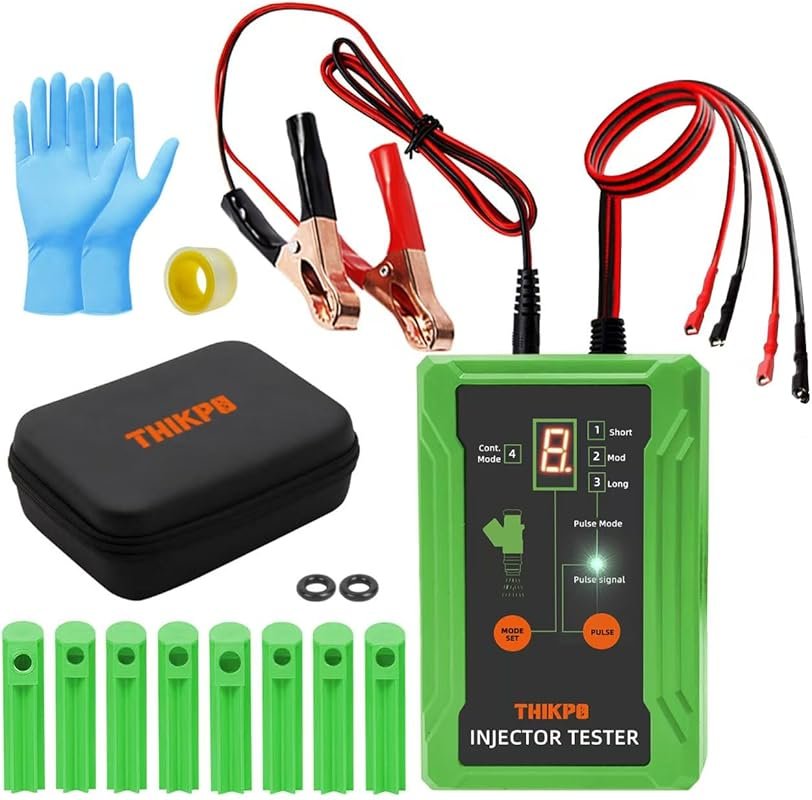 THIKPO DIY Fuel Injector Tester Cleaner with Dual Channel and 8 Adapte