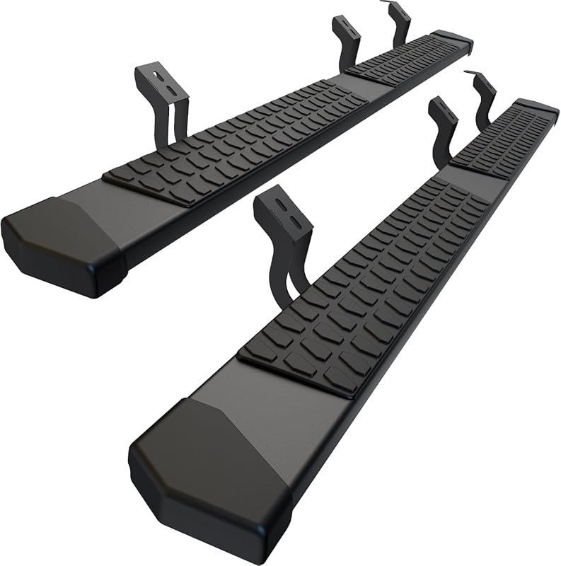 Black textured aluminum 6-inch running boards for the 2007-2021 Toyota