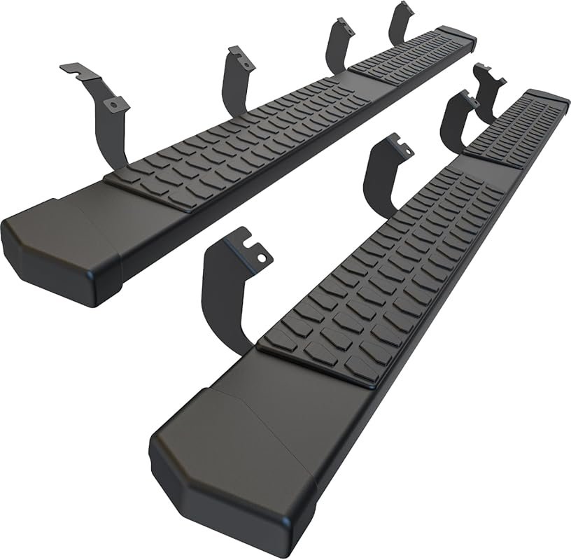 Black textured aluminum 6-inch running boards for the 2022-2025 Toyota