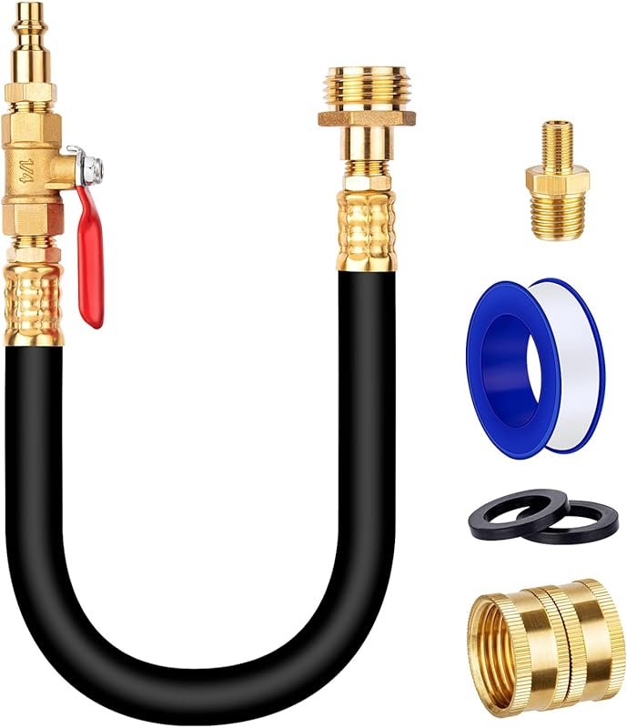 Lead-Free Brass 17-Inch RV Winterizing Kit with Shut-Off Valve and Air