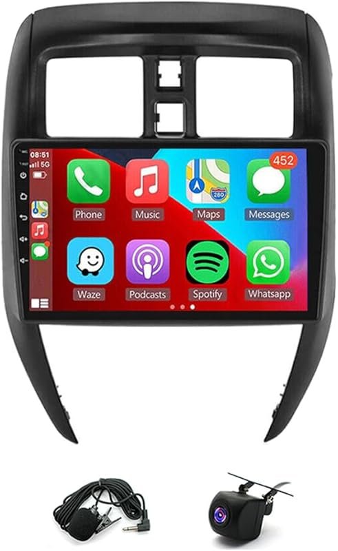 10-Inch Android 13 Double Din Car Stereo for Nissan Versa with CarPlay