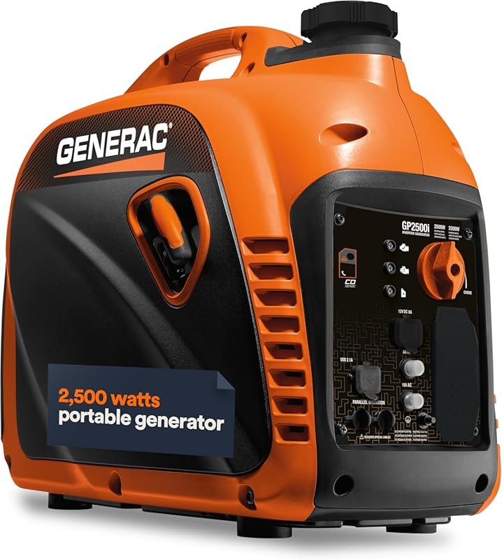 Generac 2500-Watt Portable Inverter Generator with Quiet Operation for