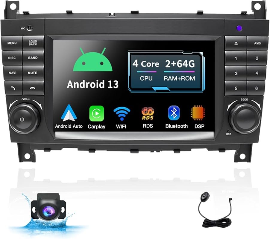 7-Inch Android 13 Car Stereo for Mercedes-Benz C G CLK Class 2004-2007