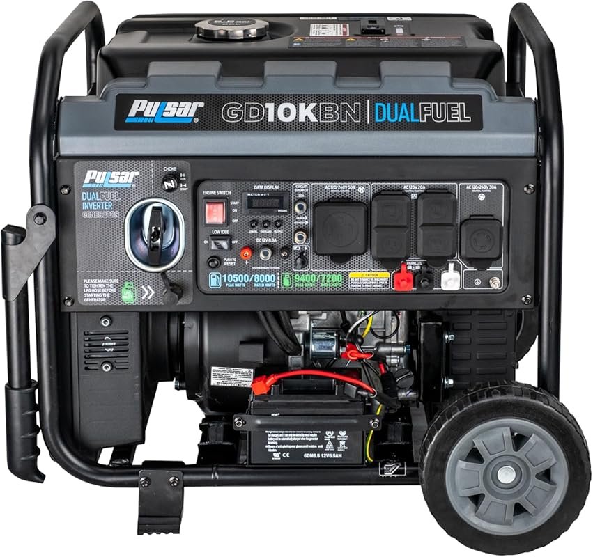 Pulsar 10500-Watt Dual Fuel Portable Inverter Generator with Wheel Kit