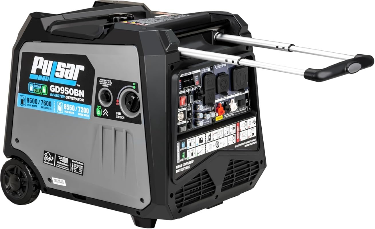 Pulsar GD950BN 9500W Dual Fuel Portable Inverter Generator for Home an