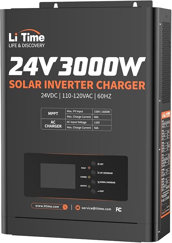LiTime 3000W All-in-One Solar Inverter Charger 24V, Pure Sine Wave 60A