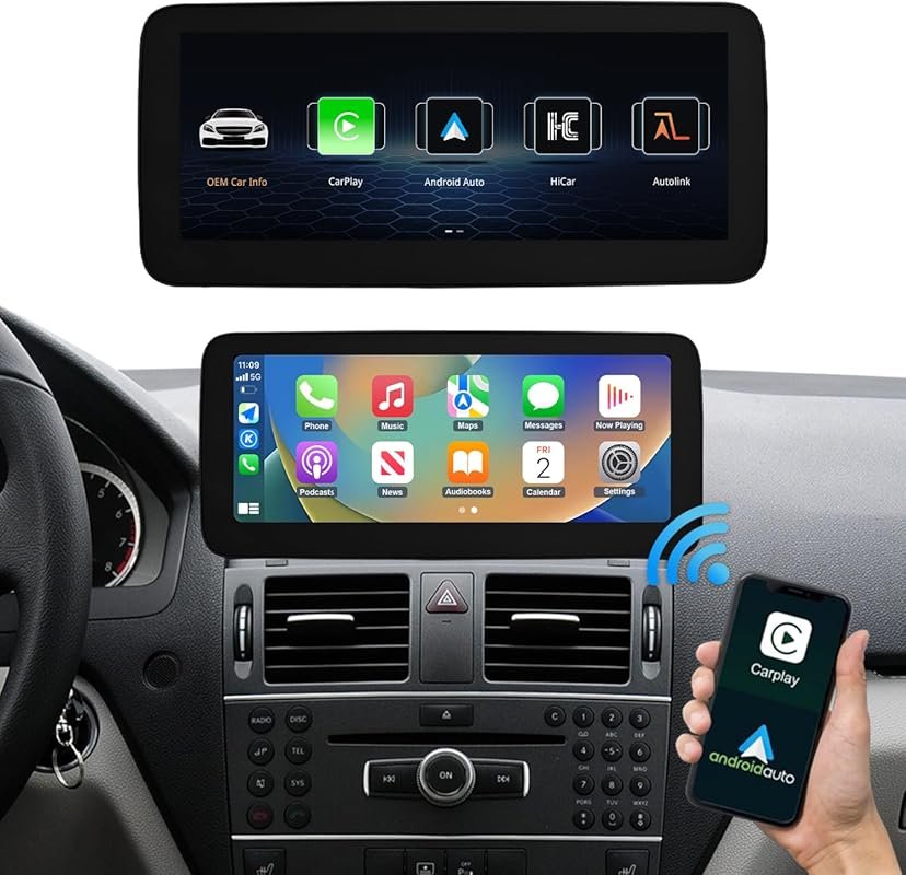 12.3-Inch CarPlay Touchscreen for Mercedes-Benz C-Class 2008-2010 with