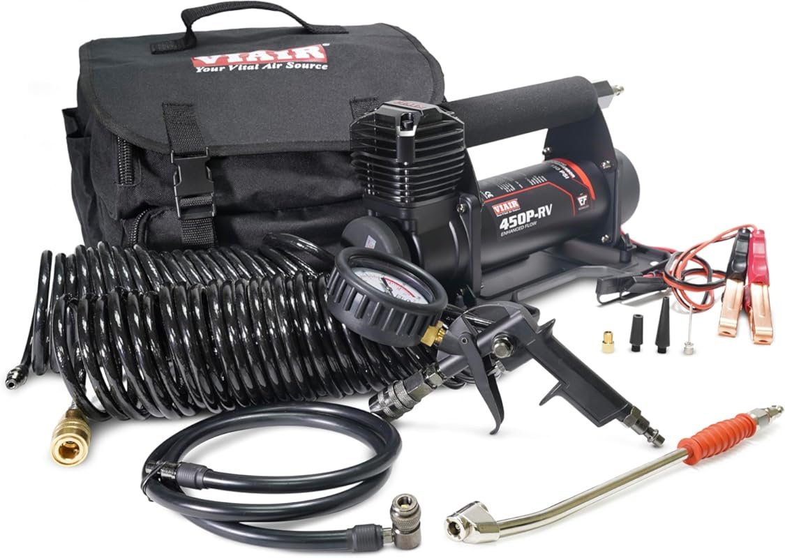 VIAIR 450P-RV 12V Portable Air Compressor for RV Tires with Enhanced F