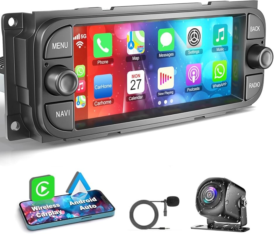 4G+64G Car Radio with Wireless CarPlay and Android Auto for Jeep Wrang