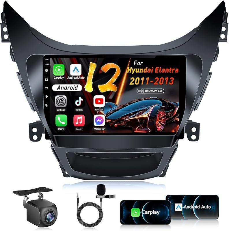 9-Inch Touchscreen Car Stereo for 2012 Hyundai Elantra with GPS, Bluet