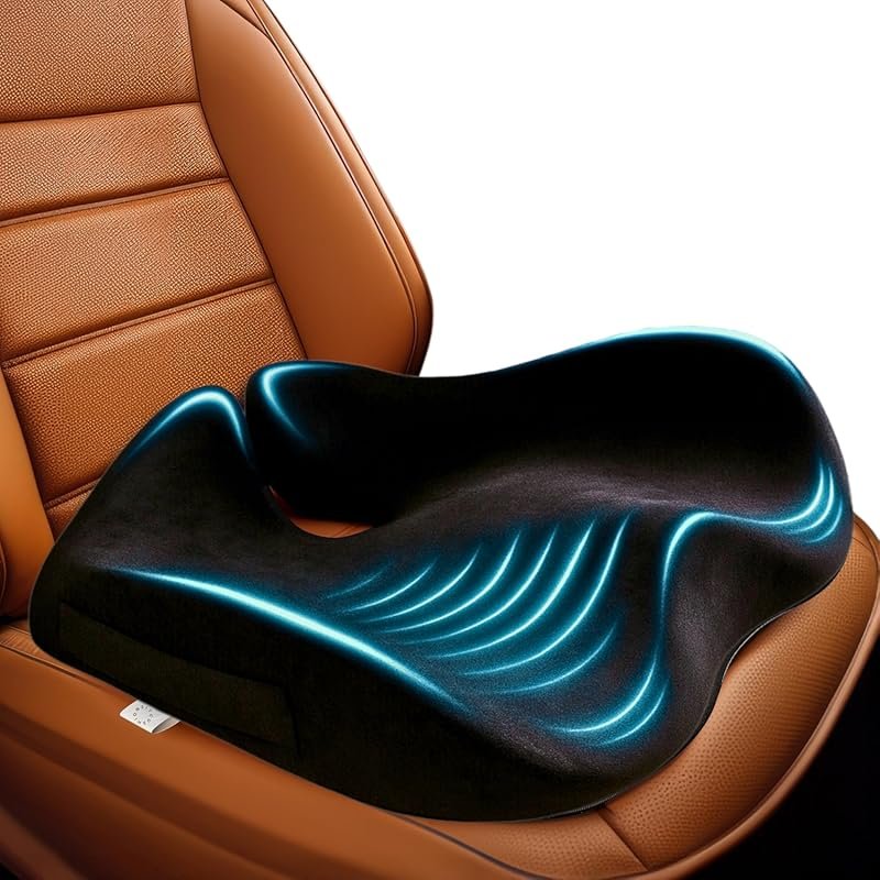 Memory Foam Car Seat Cushion for Sciatica and Tailbone Pain Relief on