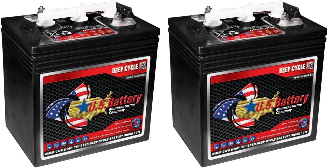 Set of 2 US Battery US1800XC2 6V 208Ah Deep Cycle Batteries for Golf C