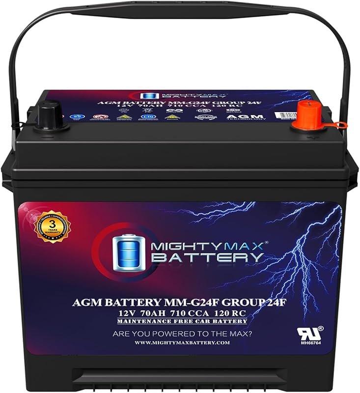 Mighty Max MM-G24F AGM battery in Group 24F size offers 12V 70Ah, 120 