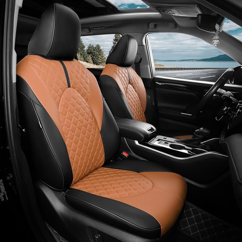 Faux Leather Seat Covers for Toyota Highlander 2020-2026: Custom Fit,