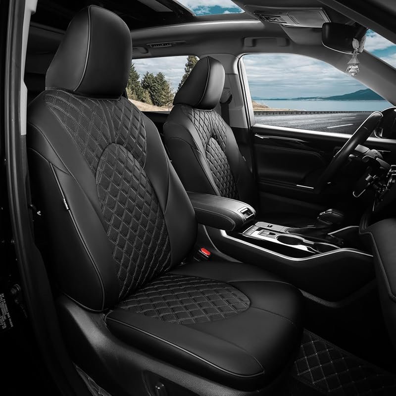 Faux Leather Seat Covers for Toyota Highlander 2020-2026: Custom Fit,