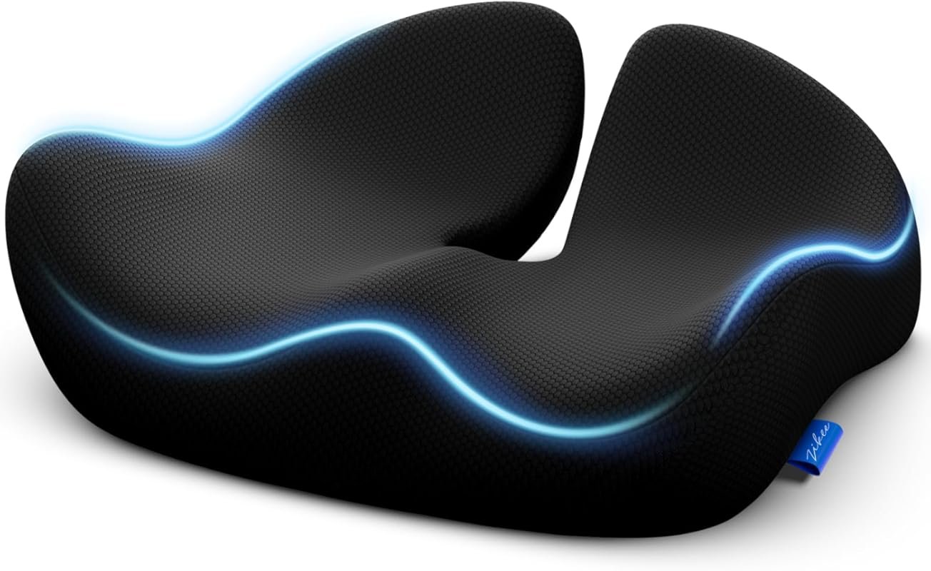 ZIKEE High-Density Memory Foam Car Seat Cushion for Sciatica, Back, an