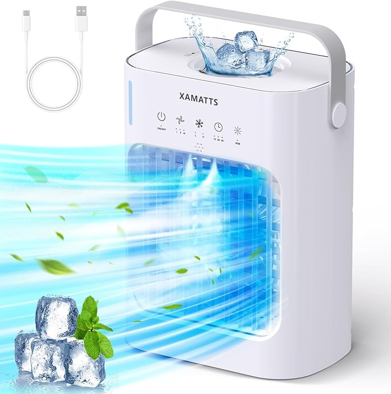 Portable Air Conditioner Cooling Fan with 3 Speeds, Evaporative Mini D