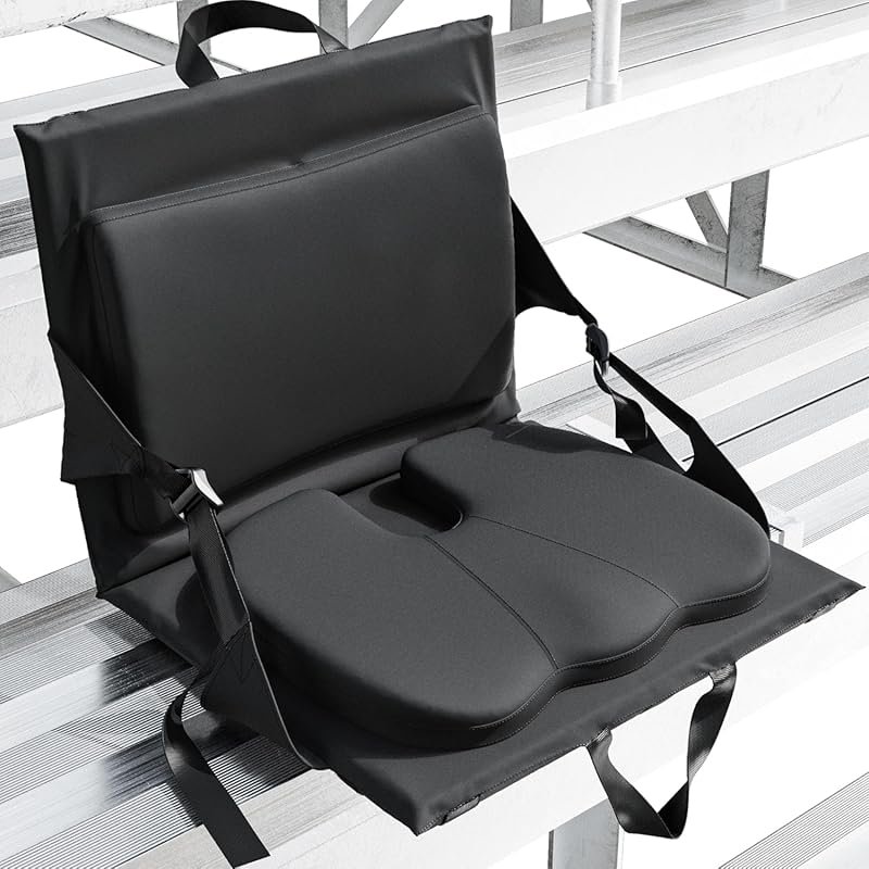 Everlasting Comfort Stadium Seat with Adjustable Memory Foam Back and 