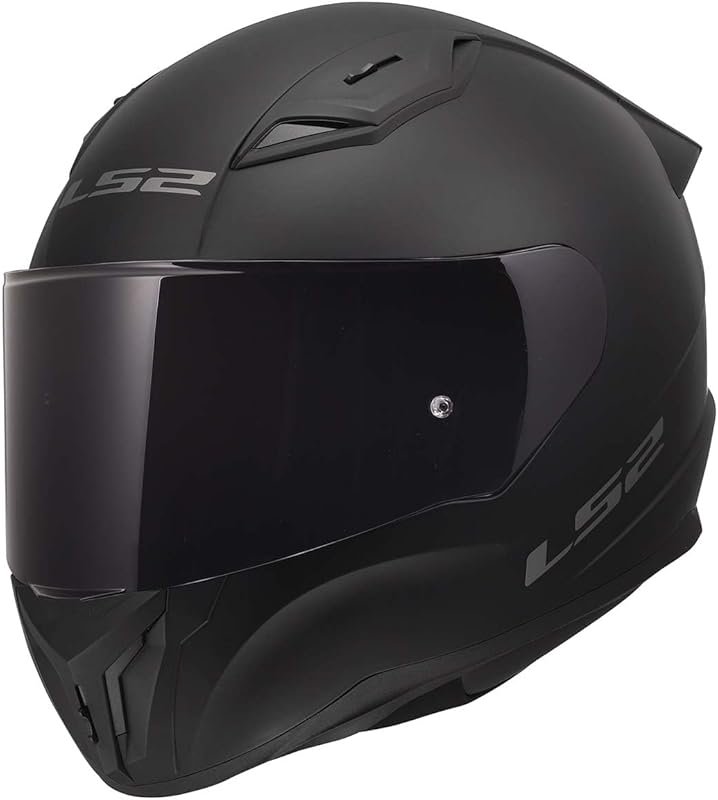 LS2 Centric Full Face Motorcycle Helmet in Matte Black with Clear and 