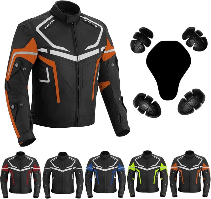 Men's Waterproof and CE Armored Motorcycle Jacket with Protective Cord
