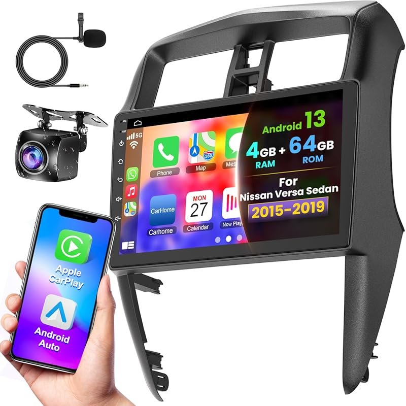 10.1-Inch Android 13 Car Stereo for 2015-2019 Nissan Versa with Wirele