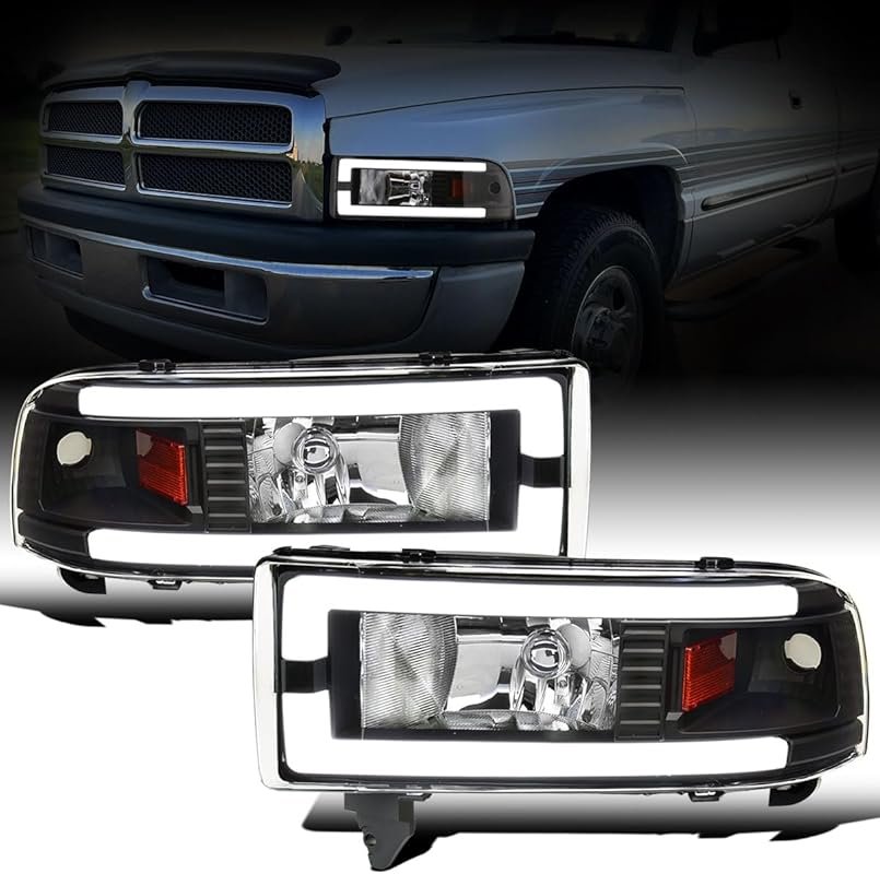 Ronnin LED Tube Headlights Assembly for 1994-2002 Dodge Ram 1500 2500 