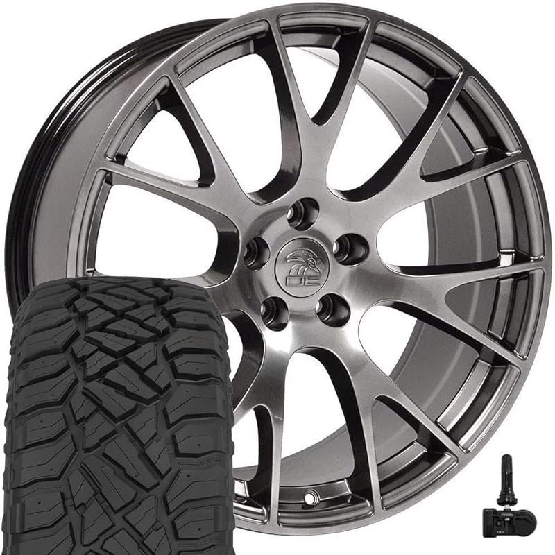 OE Wheels DG69 22-Inch Gloss Hyper Black Rims and Tires for Ram Hellca