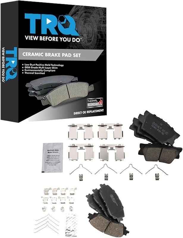 TRQ Ceramic Brake Pad Set for Toyota Camry 2018 to 2023 Front and Rear