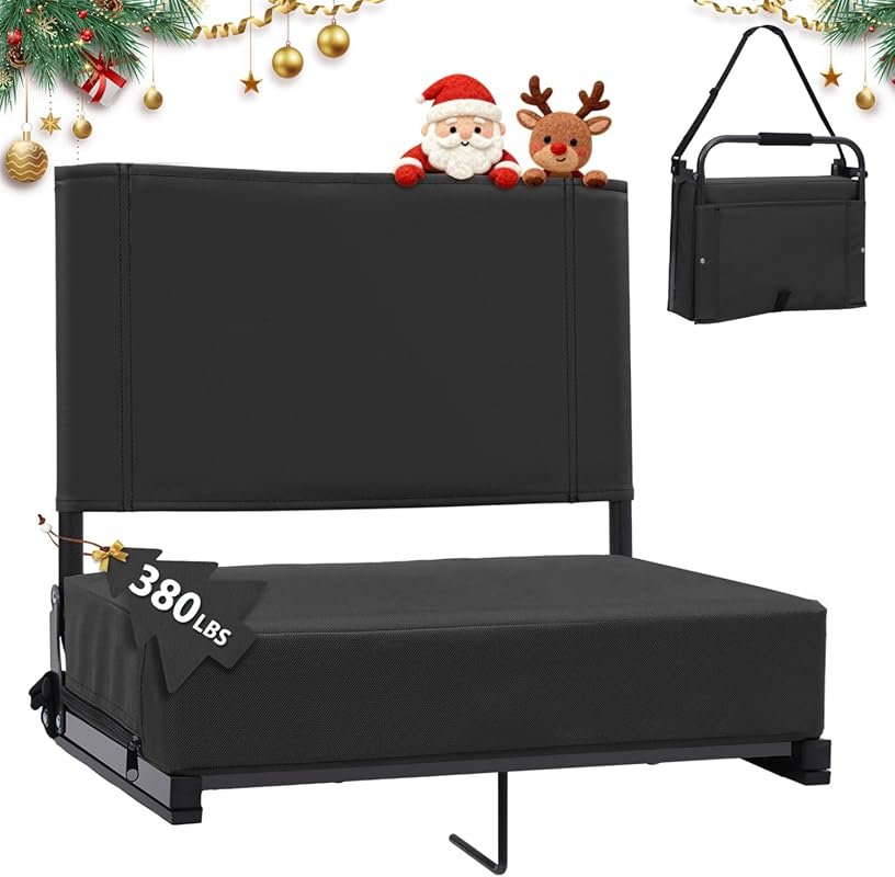 Portable Stadium Seat with Padded Back and Cushion, Features a Handle 