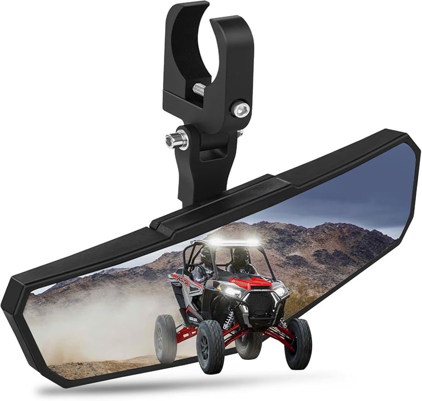 UTV Center Rear View Mirror with Aluminum Clamp for 1.5-2 Inch Roll Ca