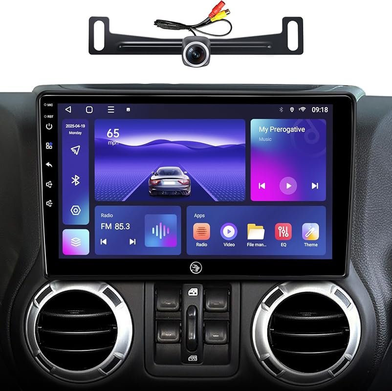 10 Inch Android Car Stereo for Jeep Wrangler JK with 8-Core CPU, Wirel