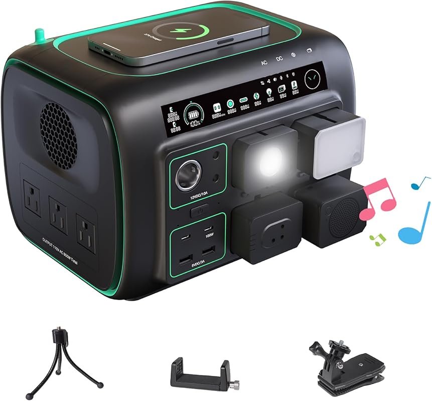 Portable Power Station 800W, 512Wh Solar Generator with USB-C for Camp