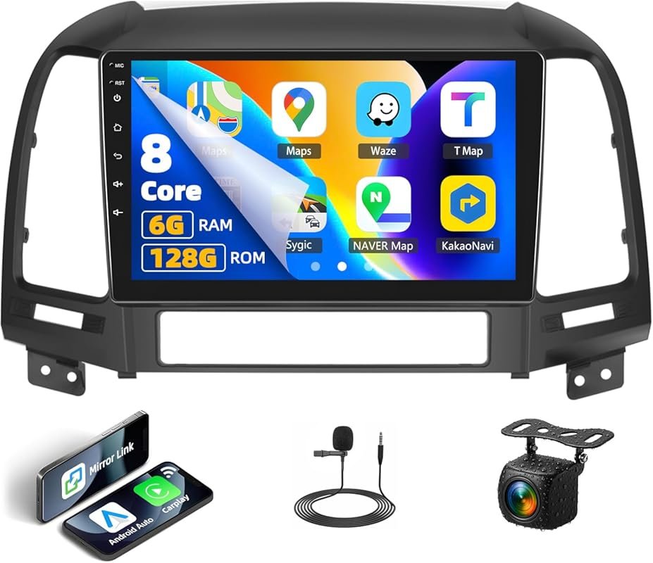 6G+128G/8 Core, Android 13 Car Stereo for Hyundai Santa Fe 2006