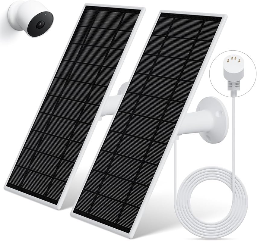 Two Pack Flexible Solar Panels for Google Nest Cam Indoor and Outdoor 